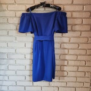 Eliza J Elegant Off-Shoulder Blue Dress